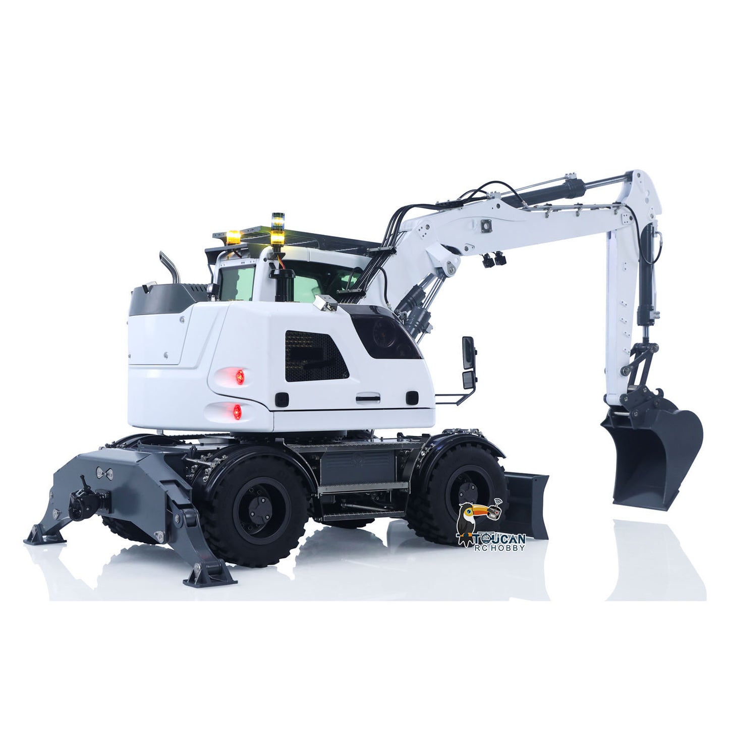 CUT LR914 1/14 metal hydraulic RC wheeled excavator rear right view