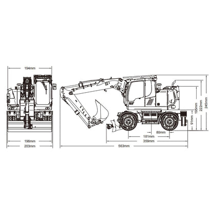 CUT LR914 1/14 metal hydraulic RC wheeled excavator specifications and features