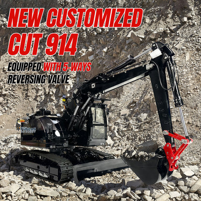 CUT LR914 1/14 RC Hydraulic Excavator Metal Digger in Real Construction Working Scene