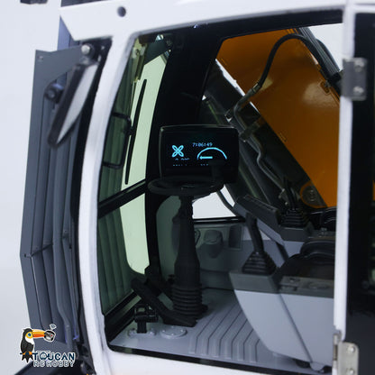 CUT 1/14 RC 914 Standard Wheeled Excavator Cab Interior Close‑Up, Simulated Dashboard, Windshield And Interior Decoration Details