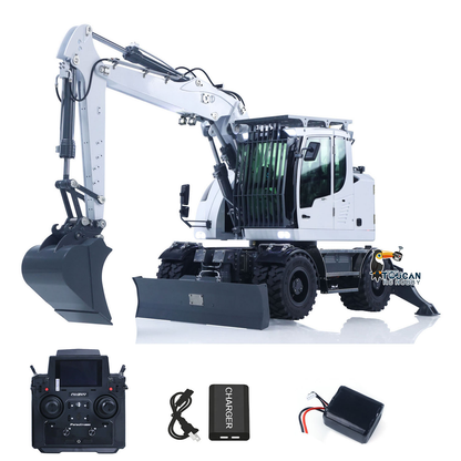 CUT 1/14 RC 914 Standard Wheeled Hydraulic Excavator With Full Accessory Set, Flysky Paladin PL18EVlite Transmitter And Battery Display
