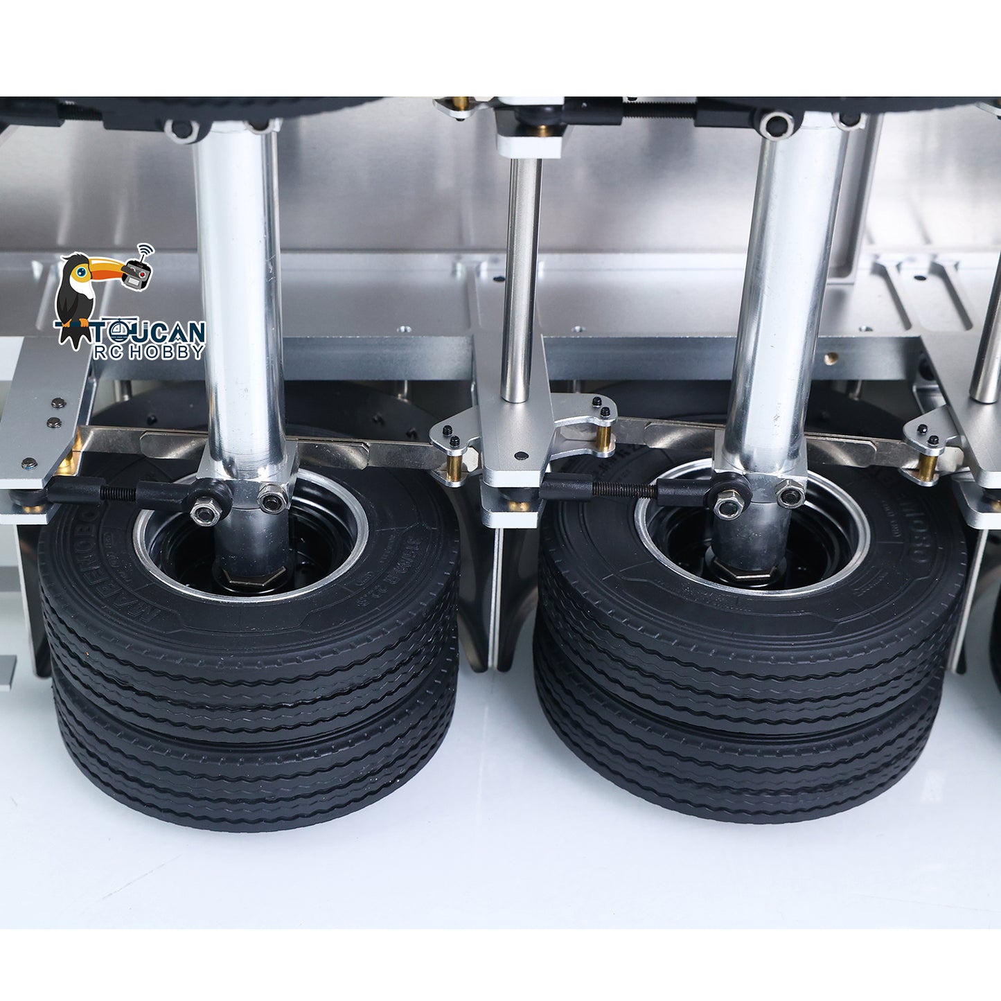 MD Metal 3Axles Flatbed Trailer Manual Support Legs for 1/14 Remote Control Tractor Truck 770S RC Digger Loader DIY Model