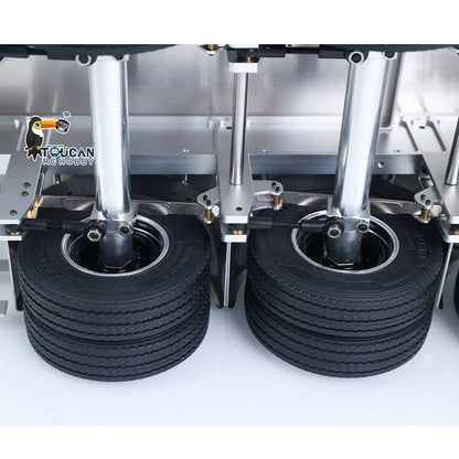 MD Metal 3Axles Flatbed Trailer Manual Support Legs for 1/14 Remote Control Tractor Truck 770S RC Digger Loader DIY Model