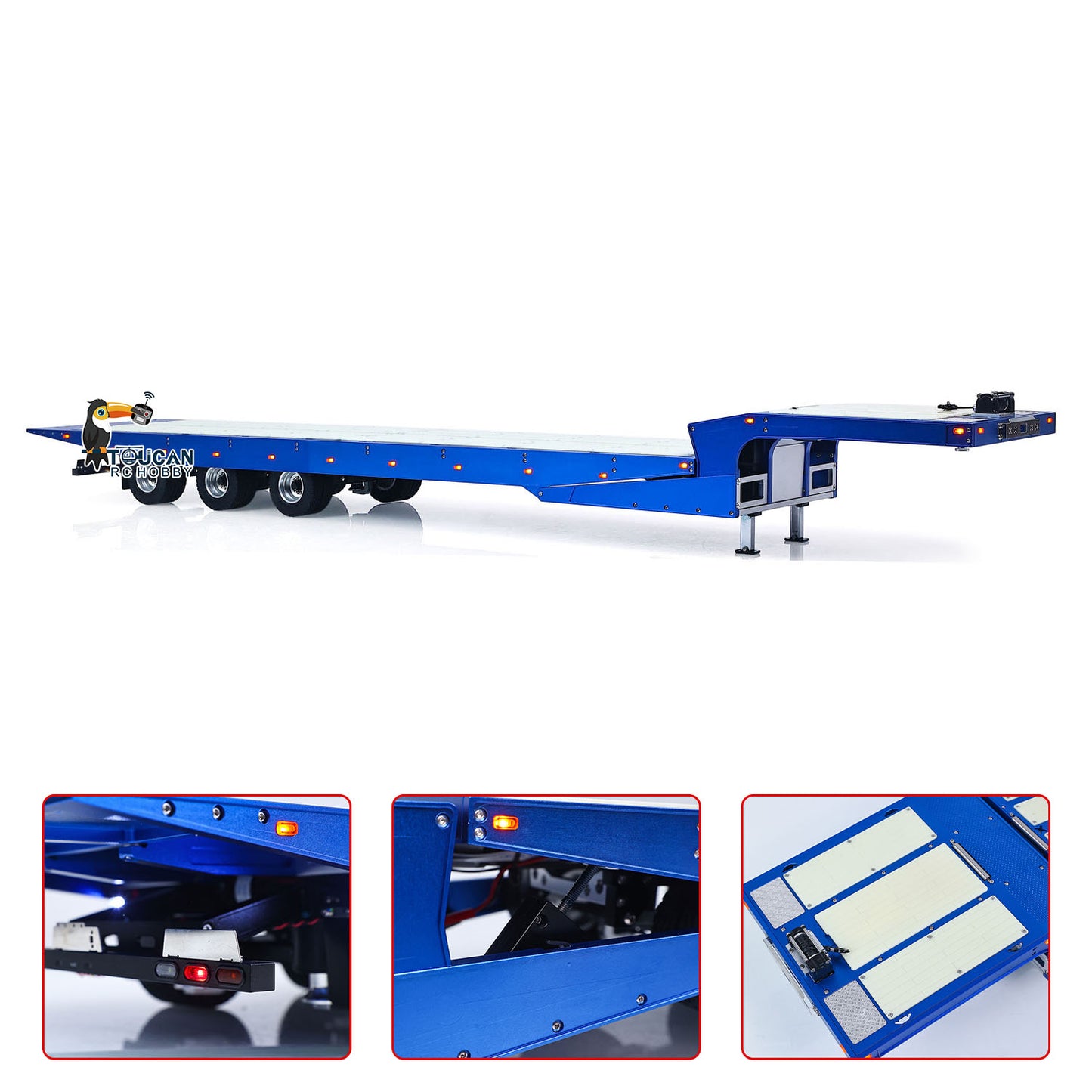 DG 994 1/14 metal RC gooseneck trailer blue right side view