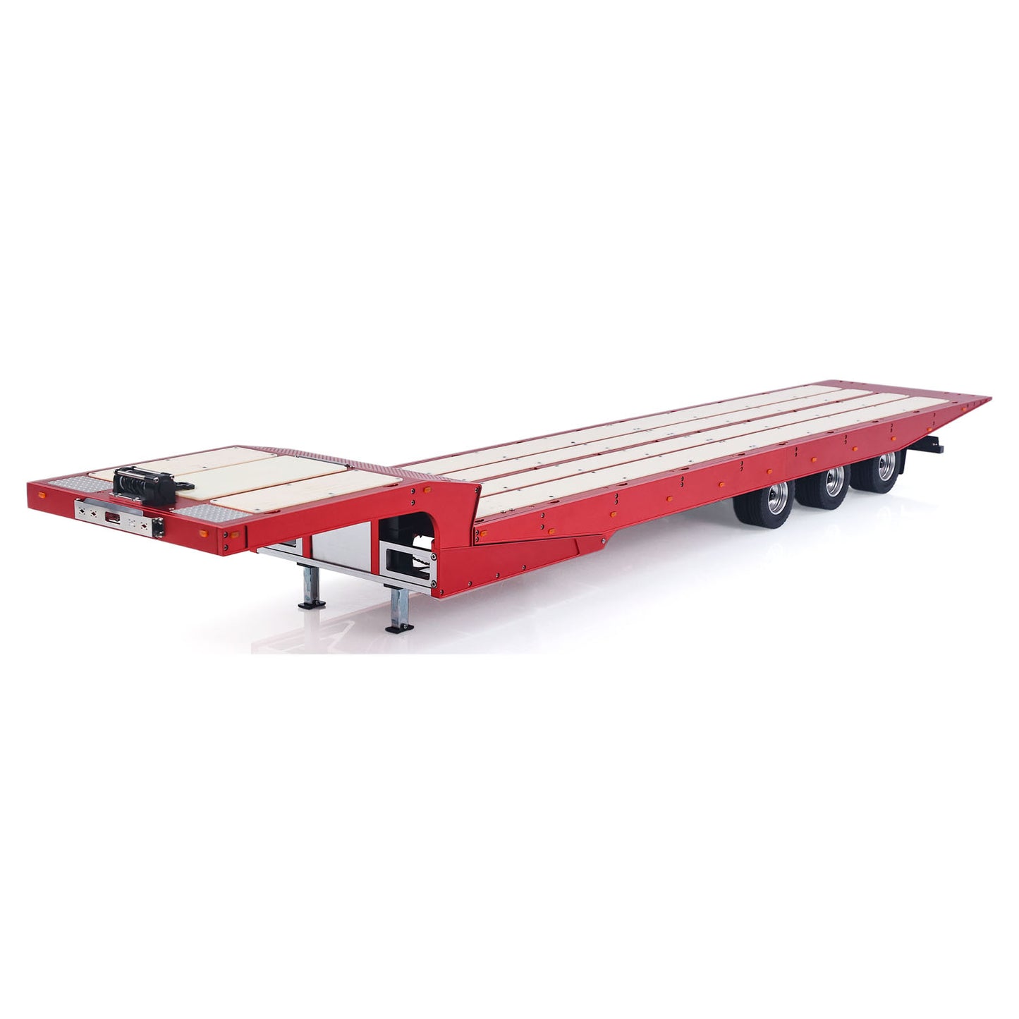 DG 994 1/14 metal RC gooseneck trailer red front left view