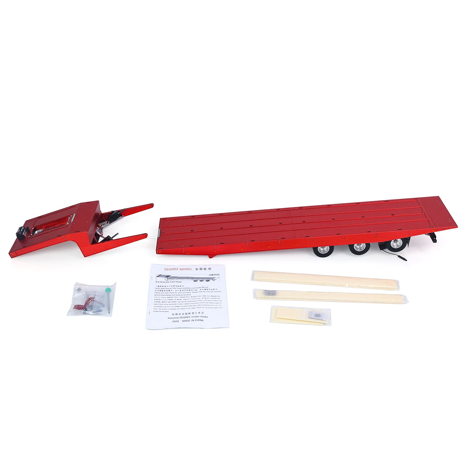 DG 994 1/14 metal RC gooseneck trailer red kit parts before assembly