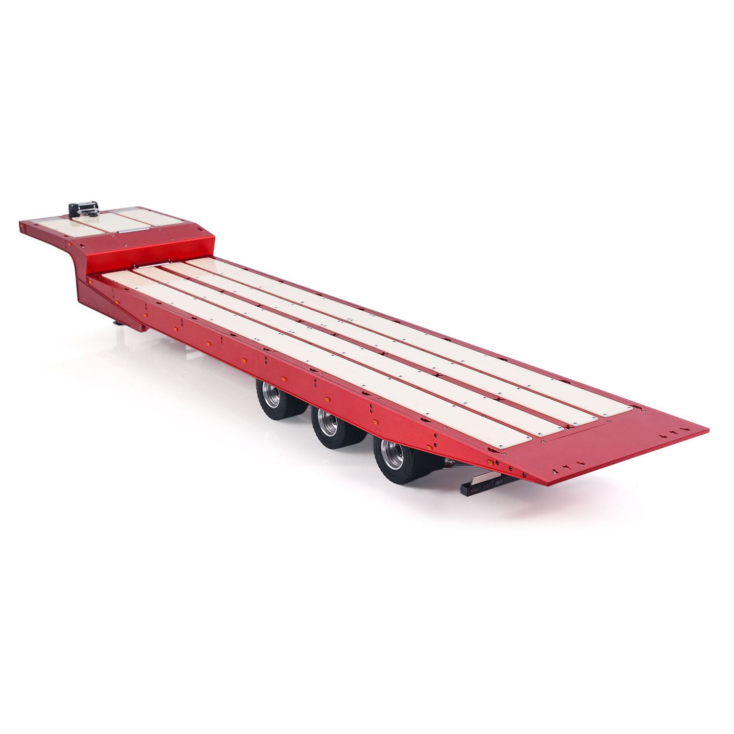 DG 994 1/14 metal RC gooseneck trailer red rear left view