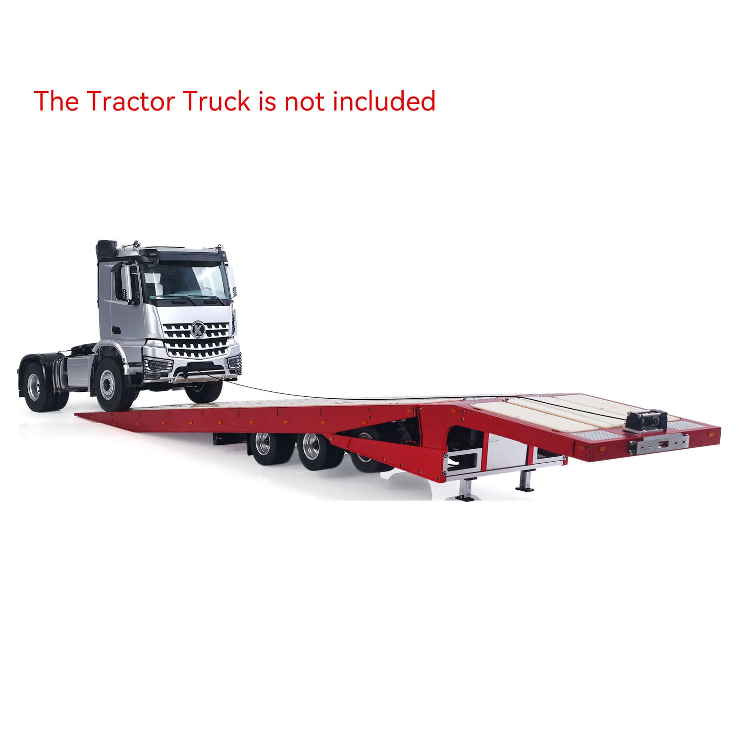 DG 994 1/14 metal RC gooseneck trailer transport scene with scale model vehicles