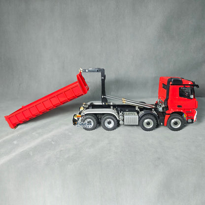 TOUCAN Off Road Version 1/14 Hydraulic Remote Control Roll On Off Dumper 3 Valves 8*8 RC Full Tipper 3Speed Gearbox Light Sound System