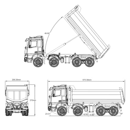 8X8 RC Hydraulischer Kipperwagen 1/14 Kabolite K3366 Muldenkipper RTR