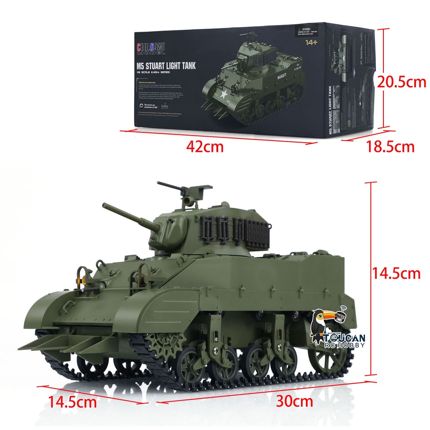 1/16 Scale RTR Tank US Stuart M5A1 British VI Light Tank Sound Lights
