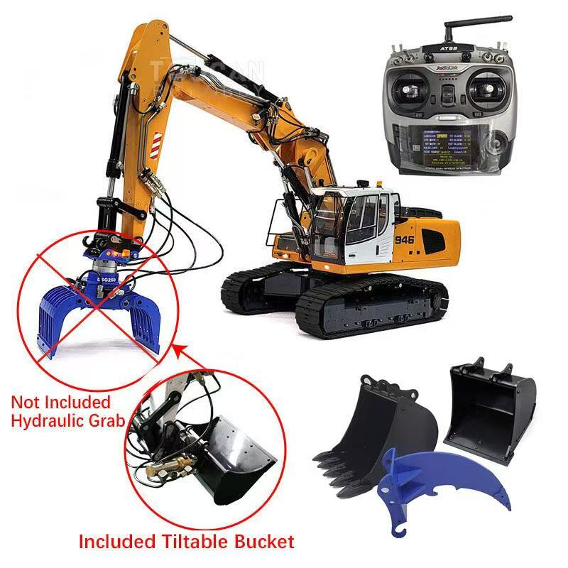 MTM 1/14 946-3 RC 3 Arme lackiert montiert Metall Hydraulische ARTR Raupenbagger Bagger mit Aufreißer Greifer kippbare Schaufel