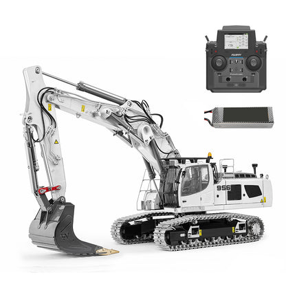 95% Metal LESU LR956 3 Arms 1/14 RC Hydraulic Excavator Remote Control Digger 7CH Valve Dual Pumps Light PL18EV LITE Battery