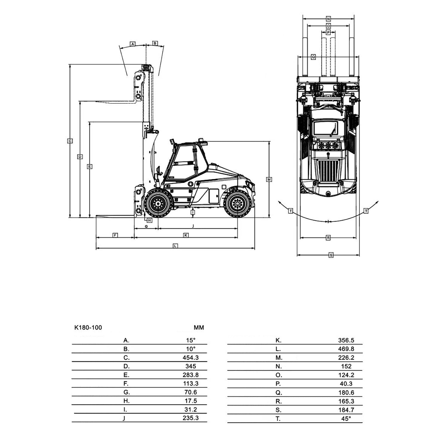 Kabolite K180-100 1/14 4X2 RWD Remote Control Hydraulic Forklift 3-Way Vavles RTR Flysky ST8 Radio Light System Sound Battery