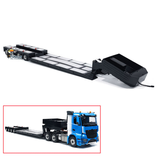 HHG-1 1/14 metal 4 axle extendable lowbed RC articulated truck front view black