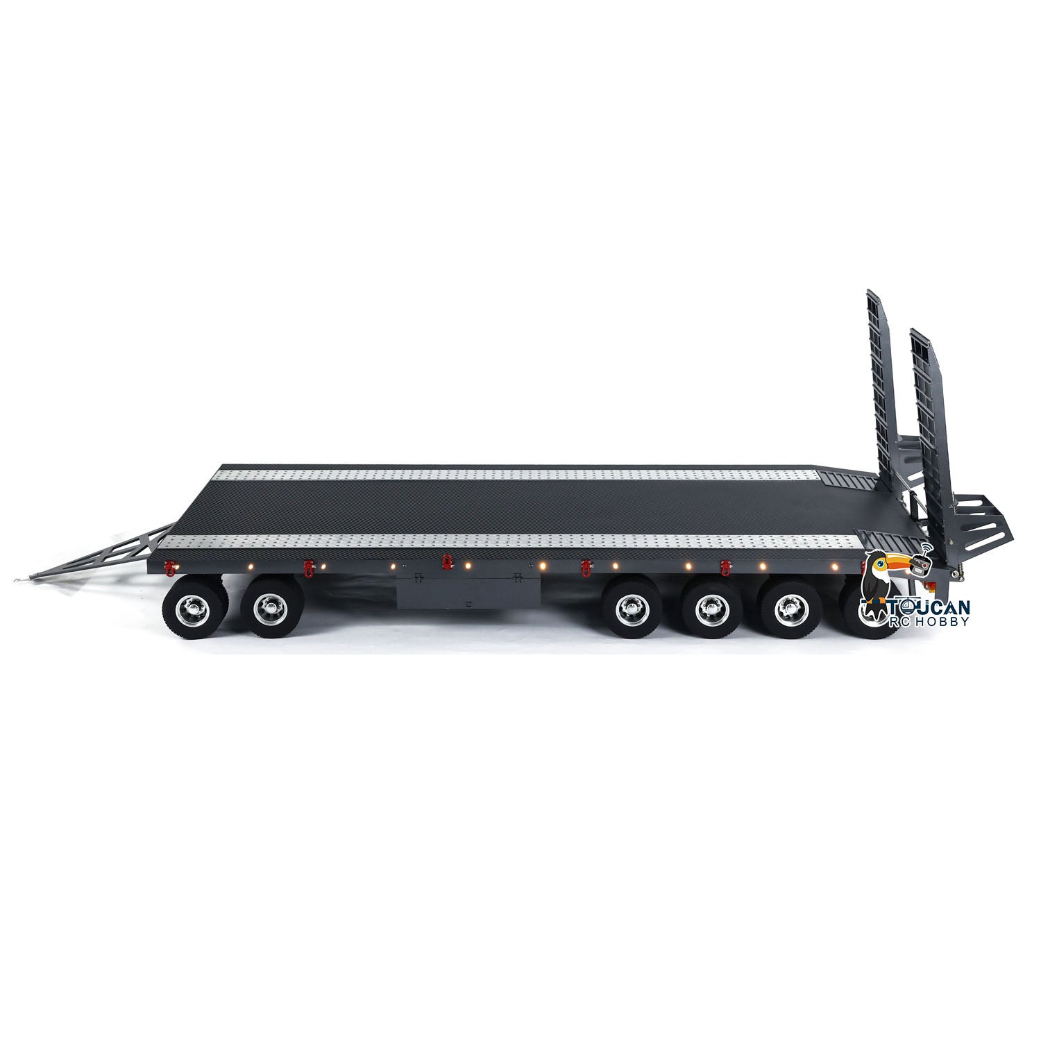 HHG-1 1/8 RC crawler truck metal 6 axle full trailer rear angle view black