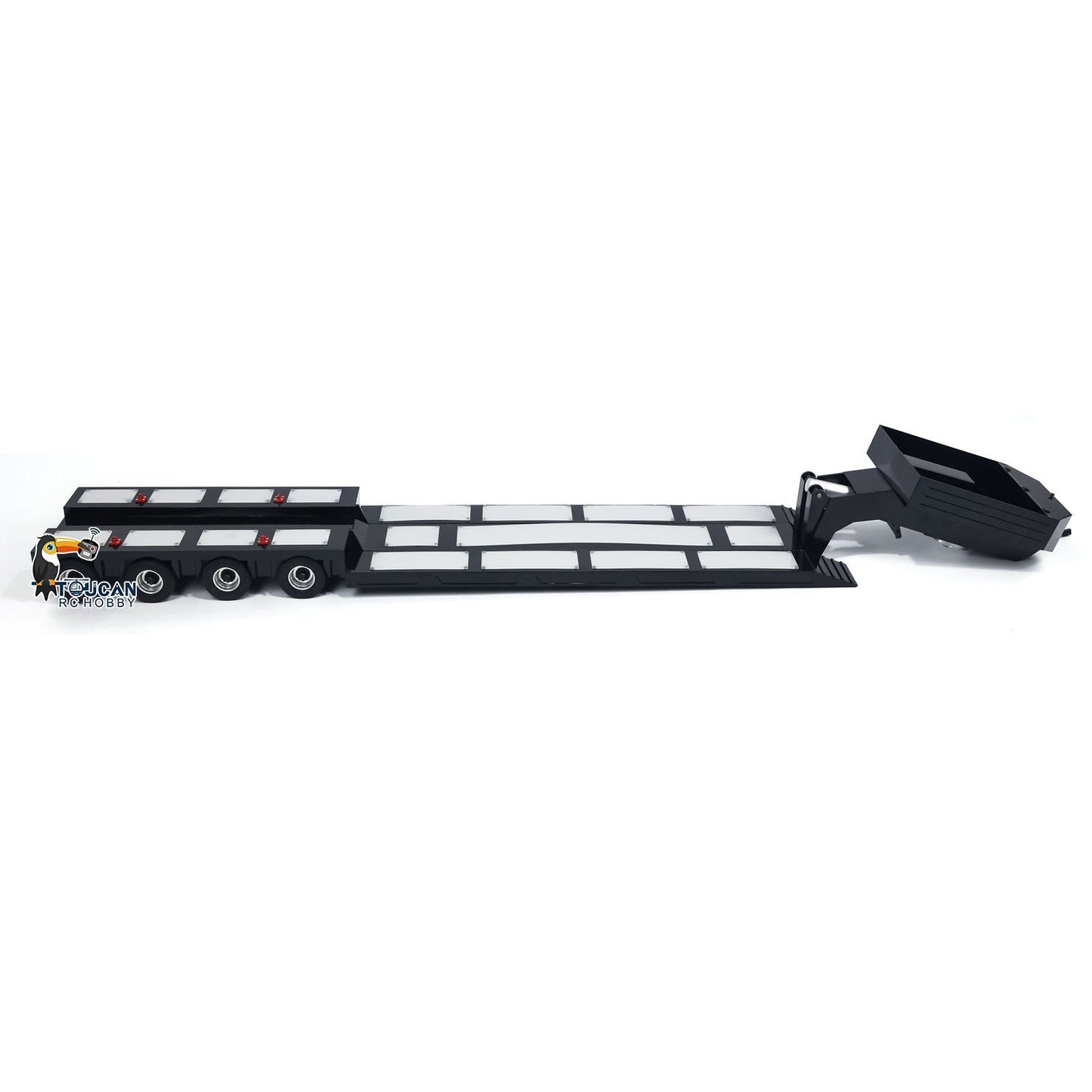 HHG-1 extendable RC semi trailer 4 axle lowbed truck rear view black