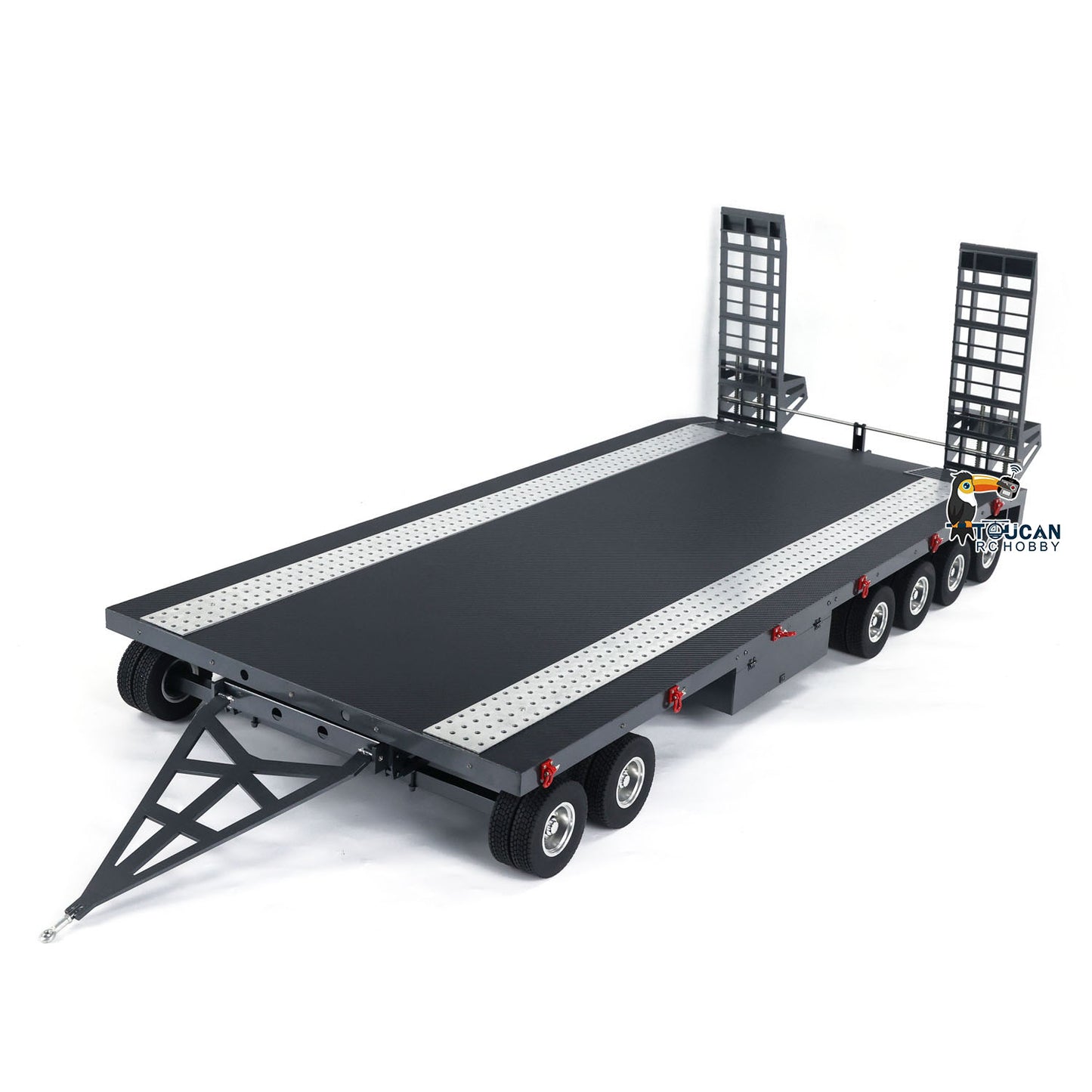 HHG-1 metal 6 axle RC articulated truck trailer 3/4 angle view full model