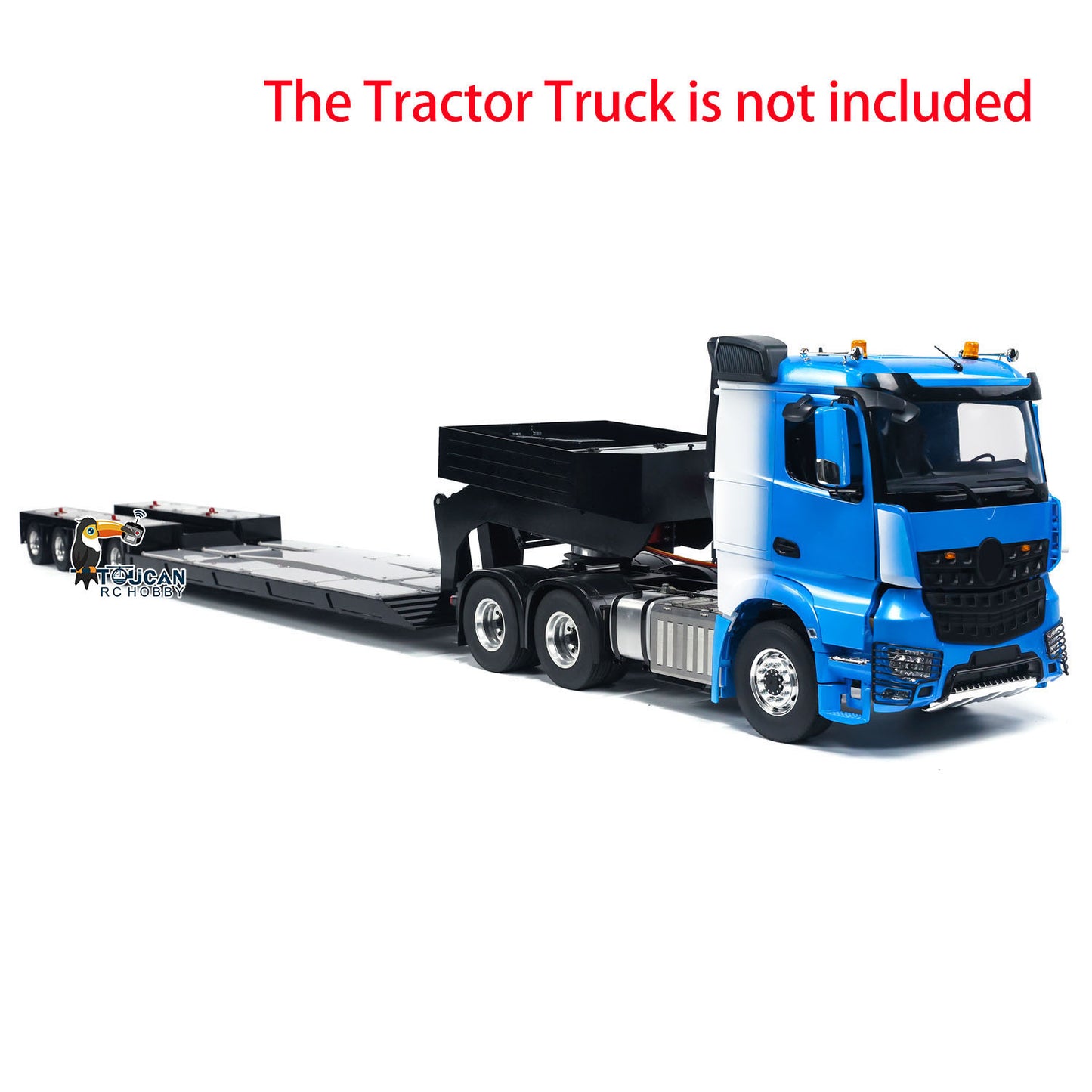 HHG-1 RC articulated truck metal 4 axle lowbed trailer gooseneck 3/4 view black