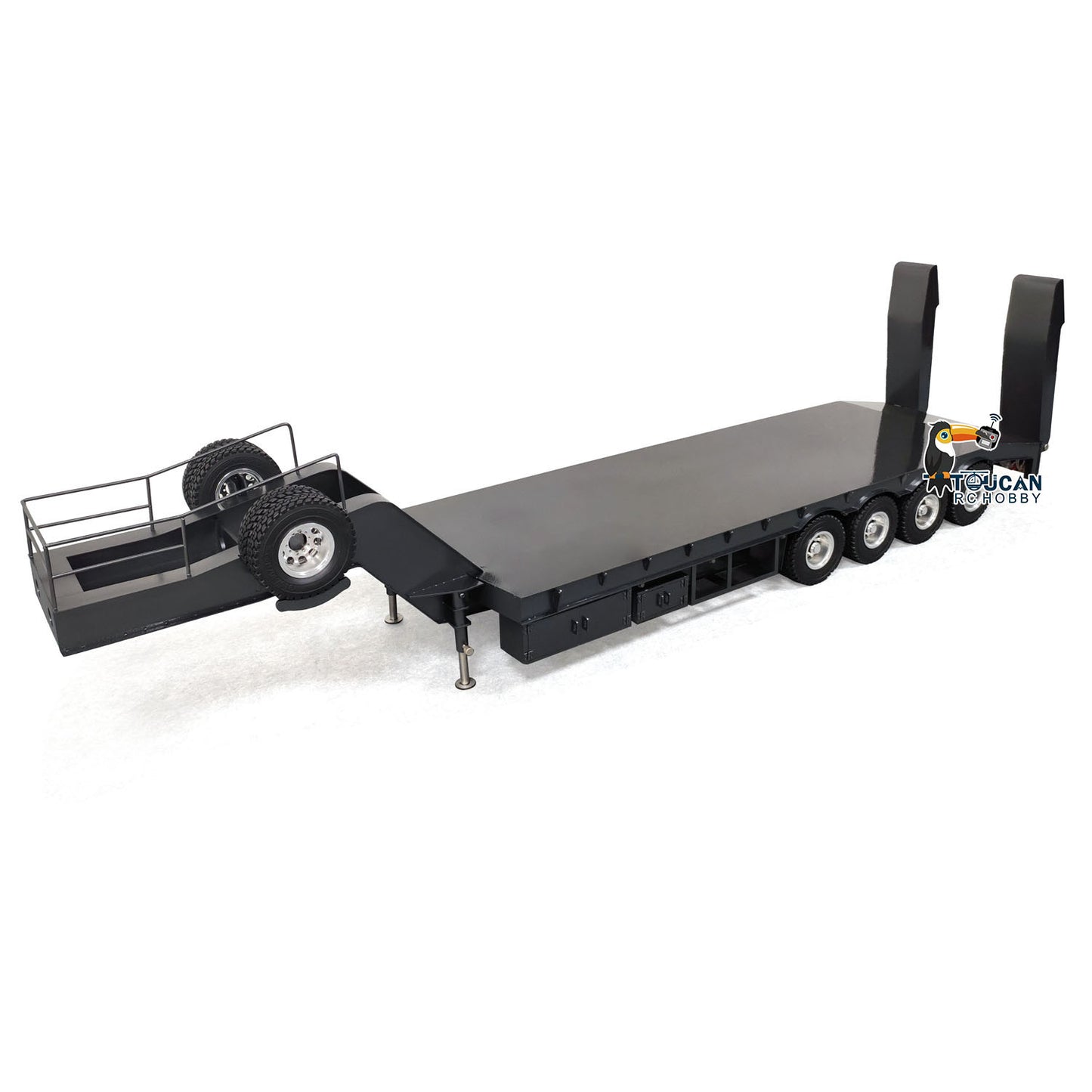hhg JDM 189 1/14 metal 4 axle semi trailer RC articulated truck front view black