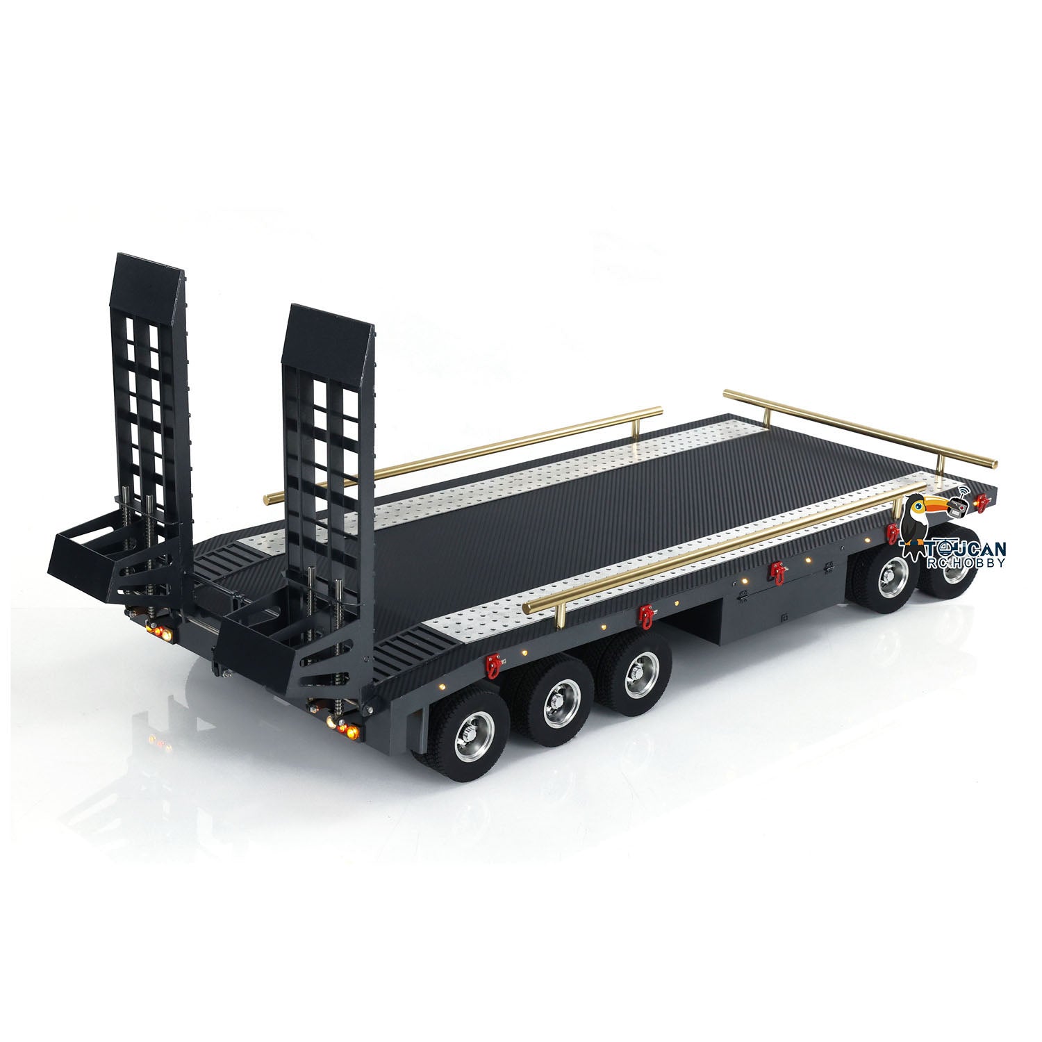 HHG 1/10 RC crawler truck metal 5 axle full trailer top view