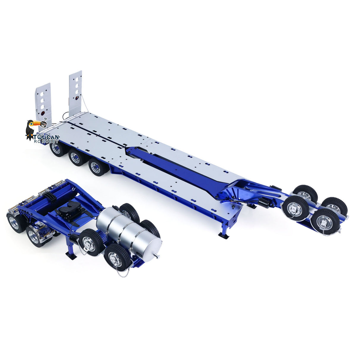 JDM JDM-2 1/14 Gooseneck Steering Dolly & Lowbed Trailer Separated View, Detachable Design, Compatible With Most 1/14 Scale RC Tractor Trucks