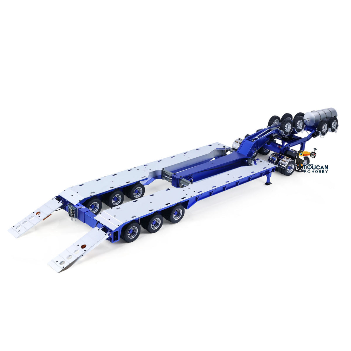 JDM JDM-2 1/14 Lowbed Trailer With Gooseneck Dolly Side View, Smooth Steering Performance, Reduced Overall Turning Radius