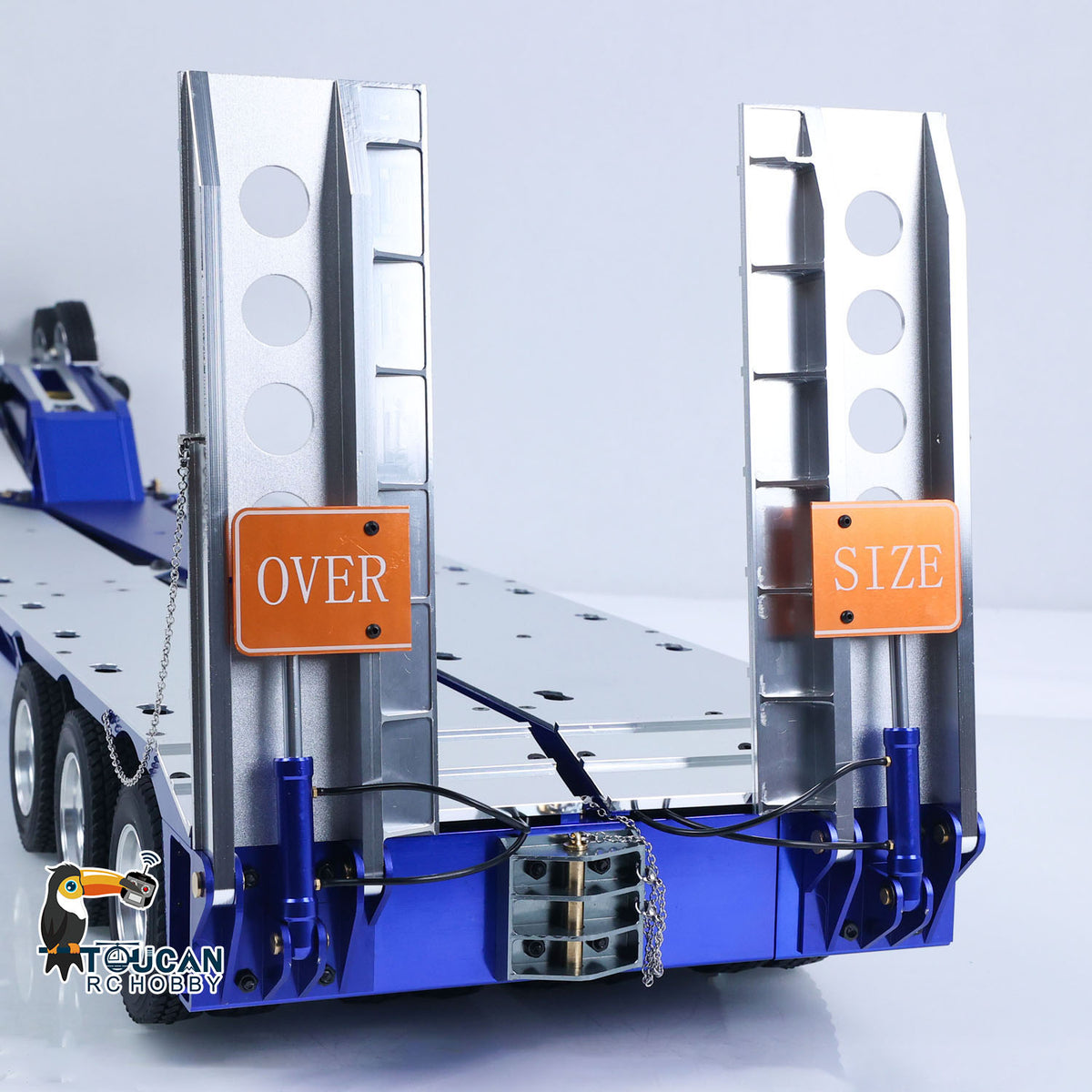 JDM JDM-2 1/14 Heavy Duty Lowbed Trailer Rear View, With Oversize Load Signage, Foldable Rear Ramp & Detailed Rear Structure