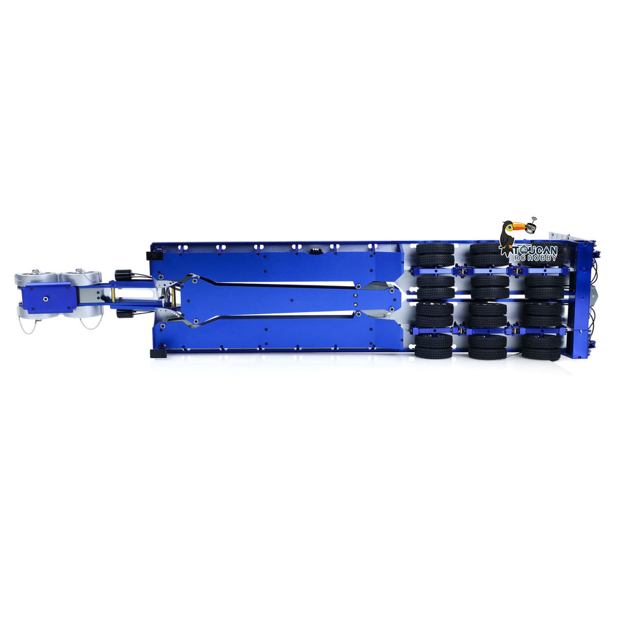 JDM JDM-2 1/14 Heavy Duty Lowbed Trailer Top-Down Overhead View, Full Deck Layout & Adjustable Width Structure Display