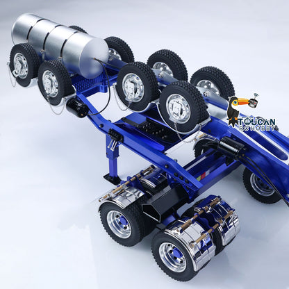 JDM JDM-2 1/14 Lowbed Trailer Rear Axle & Wheel Assembly Close-Up, 3-Axle Chassis For Load Stability & Structural Rigidity