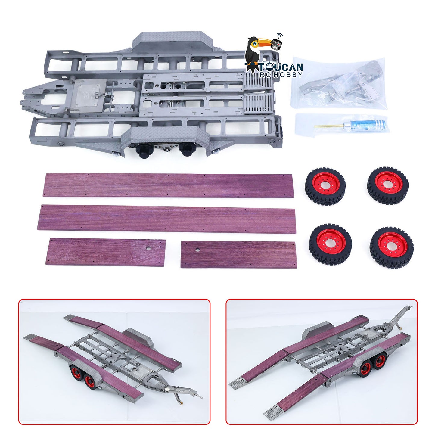 JDM JDM-228 1/14 metal gooseneck RC trailer kit front left view