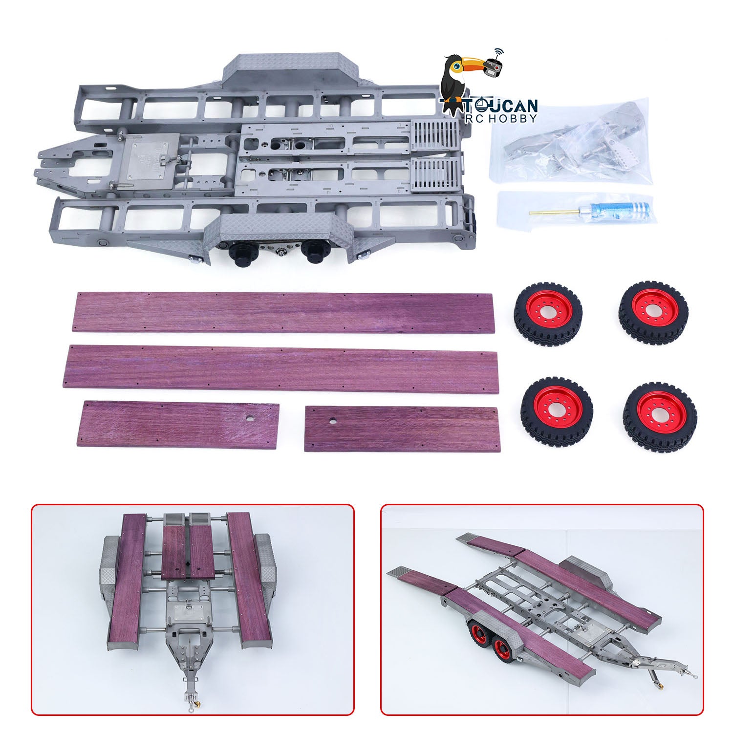 JDM JDM-228 1/14 metal gooseneck RC trailer kit rear view