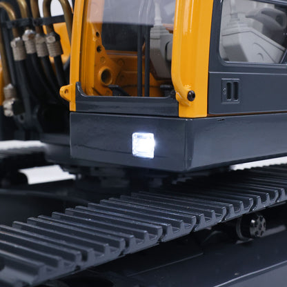 JDM V2 1/14 RC Metal Hydraulic Excavator Cab Side & Rear Body Close-Up, Side Work Light & Body Panel Detail