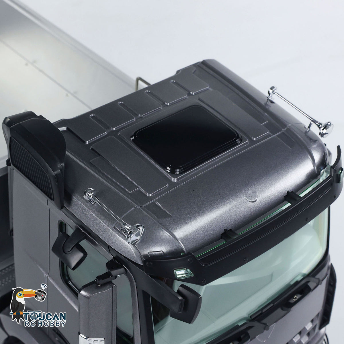 KABO‑5701 1/14 RC 4x4 Dump Truck Gray Cab Top Shell Close-Up,Simulated Cab Roof Exterior Details