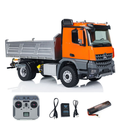KABO‑5701 1/14 RC 4x4 Dump Truck Orange Static Side View,Full Accessory Set,LED Light & Sound RC Construction Truck
