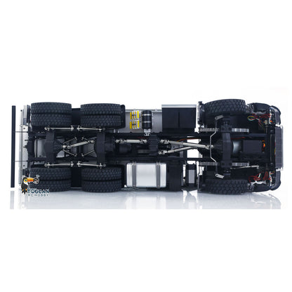 KABO‑5702 1/14 RC 6x6 Dump Truck Full Bottom Chassis Overhead View,6X6 Drivetrain & 2-Speed Gearbox Layout