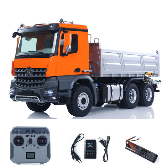 KABO‑5702 1/14 Plastic Screw-Driven RC 6x6 Dump Truck Orange,2-Speed Gearbox,L12 Transmitter,7.4V‑5000mAh Battery & Charger Complete RTR