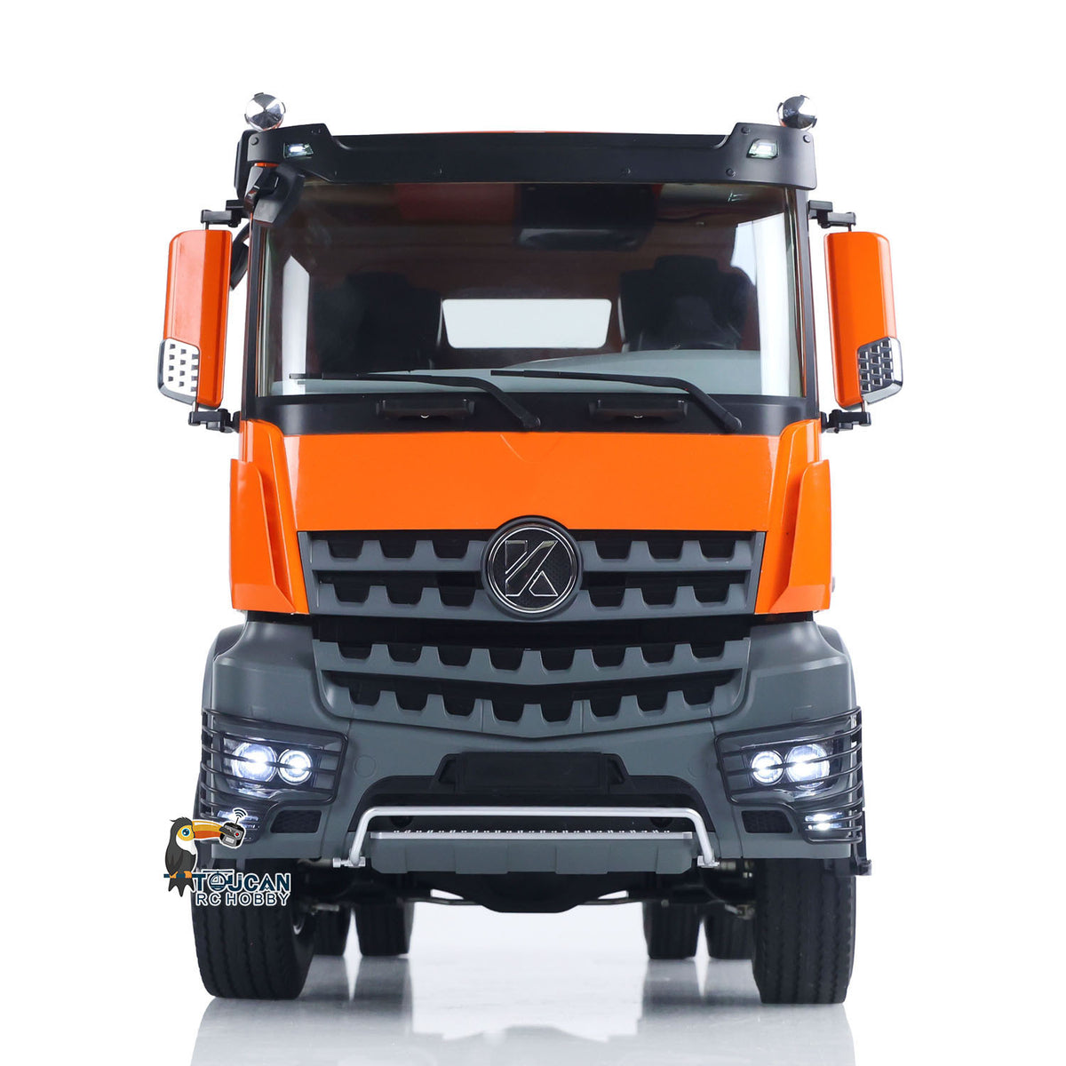 KABO-5801 1/14 RC 4x4 Tractor Truck Orange Front Face View,Simulated Cab Exterior With Working Light Effect