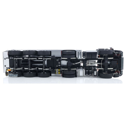 KABO-5801 1/14 RC Tractor Truck And Dump Trailer Full Bottom Chassis Overhead View,4x4 Drivetrain And Trailer Axle Layout
