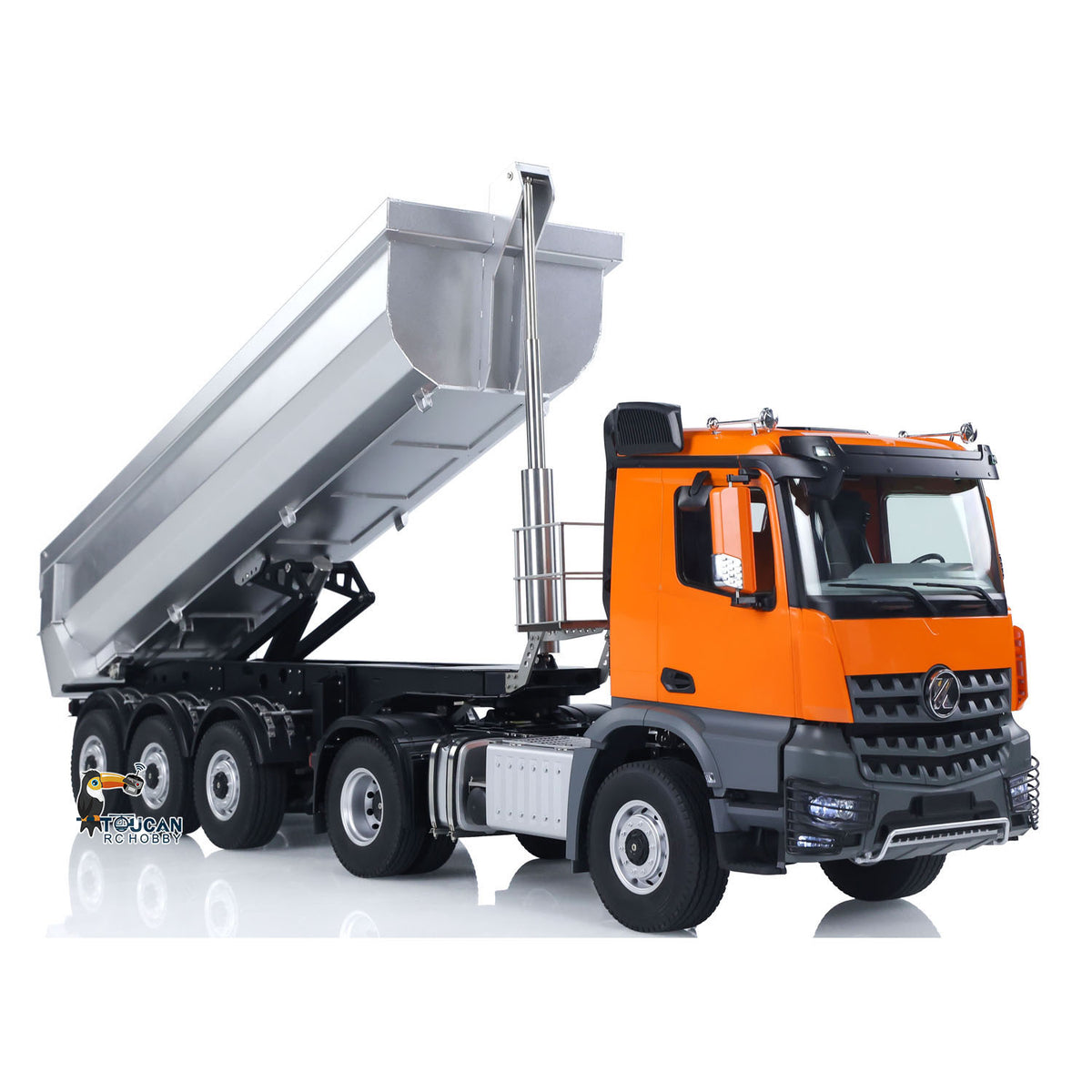 KABO-5801 1/14 RC Tractor Truck Dump Trailer Orange Lifting Working Pose,Screw-Driven Dumping Function RC Hobby Vehicle
