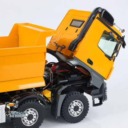 KABO-K3366 1/14 RC 8x8 Dump Truck Tilted Cab Overall View,Exposed Chassis Internal Drive And Electronic Components