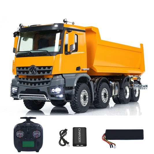 KABO-K3366 1/14 Metal 8x8 RC Hydraulic Hook-Lift Dump Truck Yellow,2-Speed Gearbox,Differential Lock,ST8 Transmitter,2S-5800mAh Battery & Charger Included