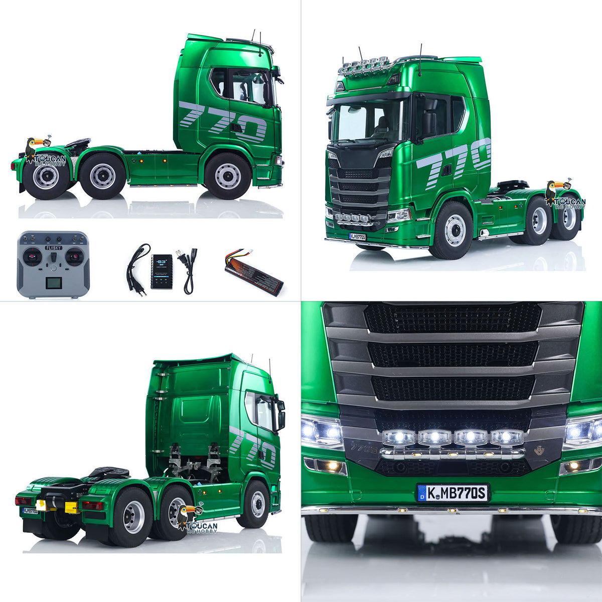 KABO-K770S-100 1/14 RC Tractor Truck Silver Green Red Three-Color Comparison Collage