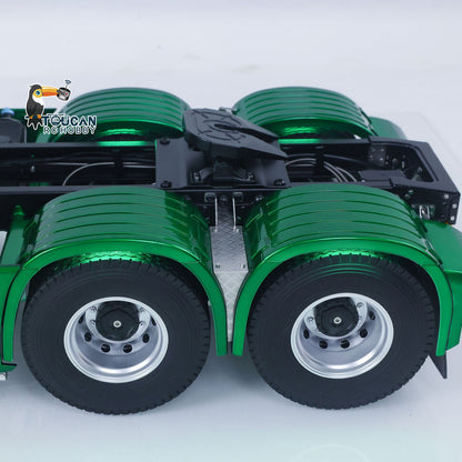 KABO-K770S-100 1/14 RC 6x6 Tractor Truck Rear Axle And Fender Top-Down View,6-Wheel-Drive Suspension For Off-Road RC Simulation
