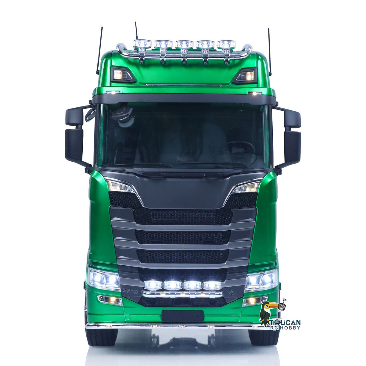 KABO-K770S-100 1/14 RC 6x6 Tractor Truck Straight Front View,Functional LED Headlights And Roof Decor Lamp Assembly