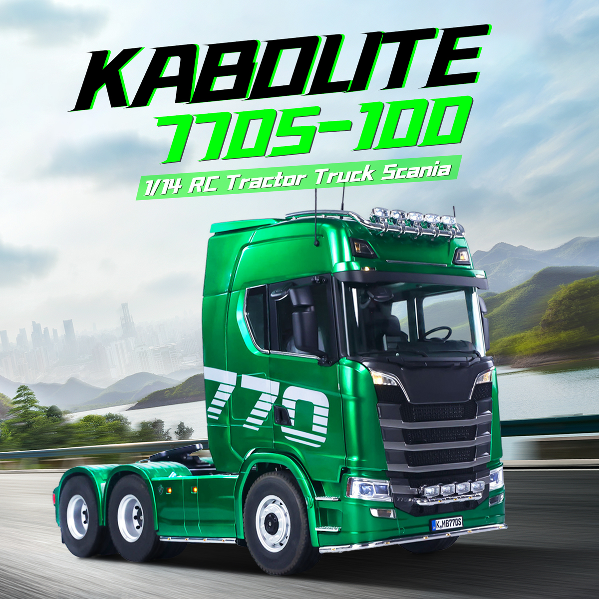 KABO-K770S-100 1/14 Semi-Metal RC 6x6 Tractor Truck Banner Image,Scale RC Hobby Truck Multiple Color Options Silver Green Red