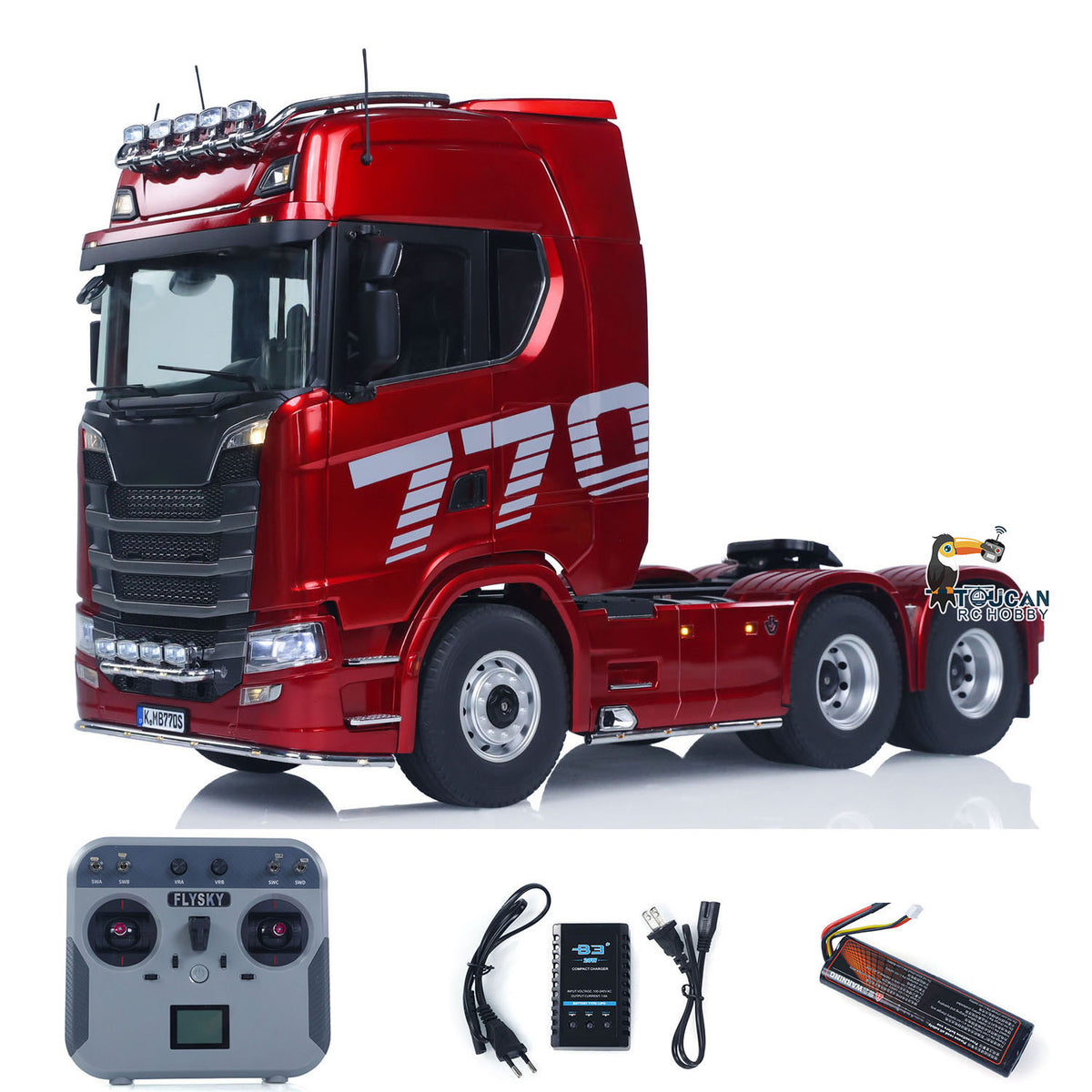 KABO-K770S-100 1/14 RC 6x6 Tractor Truck Red Version Complete Kit With L12 Transmitter Battery Charger