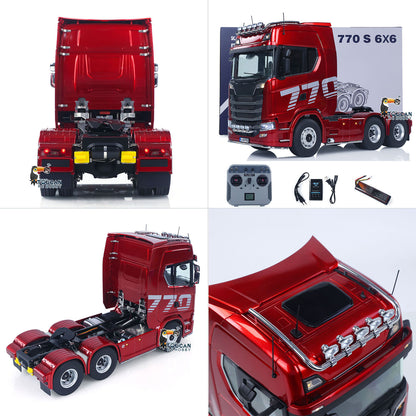 KABO-K770S-100 1/14 RC 6x6 Tractor Truck Red Multi-Angle Collage,RTR Scale Hobby Truck All Main Angles