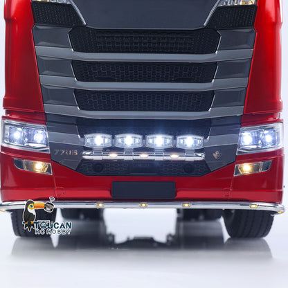 KABO-K770S-100 1/14 RC 6x6 Tractor Truck Red Straight-Front Close-Up,Functional LED Headlights Grille Simulation Details
