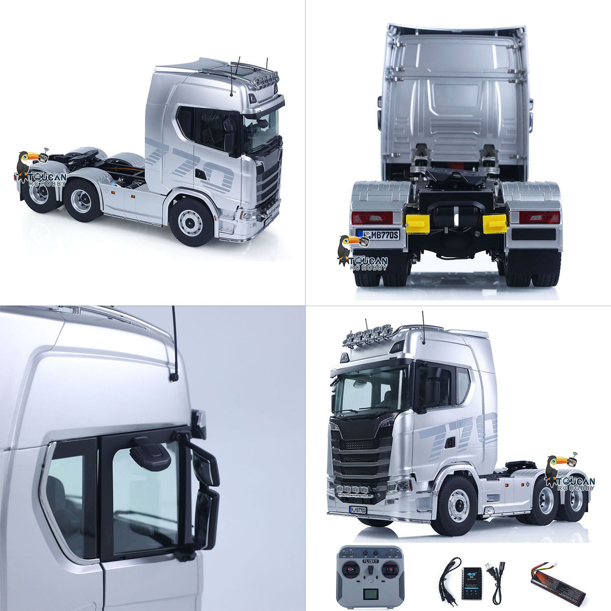KABO-K770S-100 1/14 RC 6x6 Tractor Truck Silver Accessories Multi-Image Collage